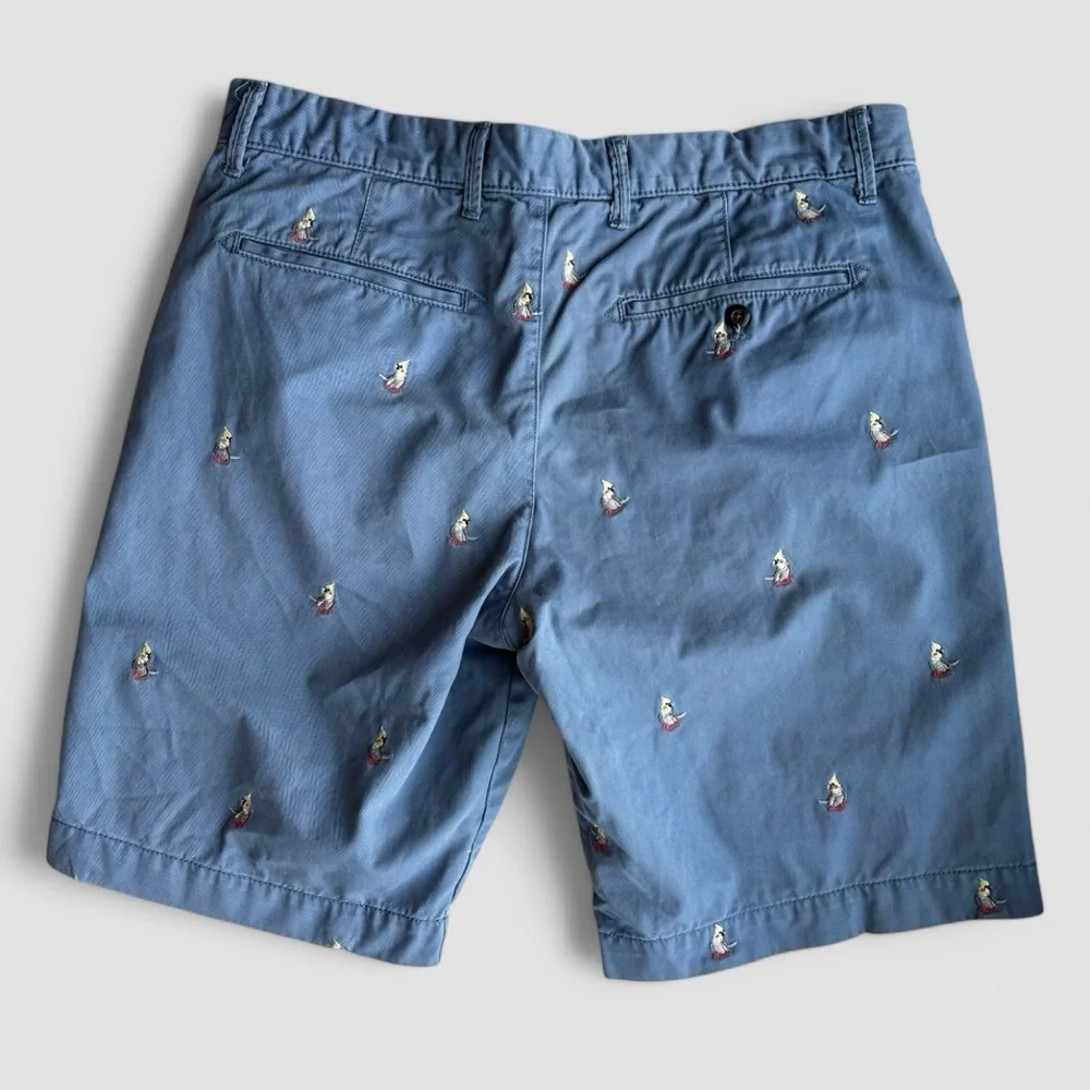 Gap Blue Men’s Chino Shorts with Embroidered Parakeets Size 31